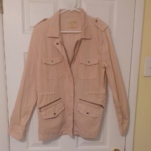 Lily Aldridge For Velvet Sz L, Dusty Pale Rose Utility Jacket with Front Pockets